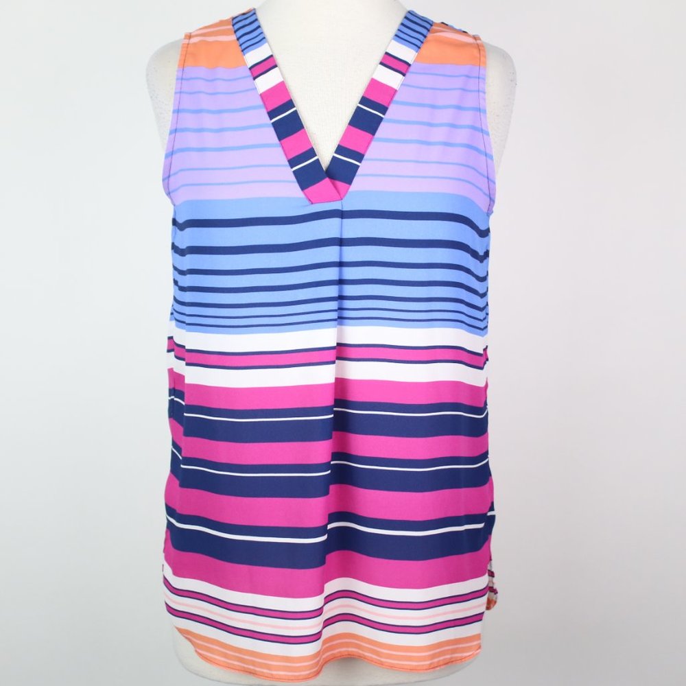 Jones & Co Jones New York Womens Small Colorblock Striped Sleeveless Blouse Top